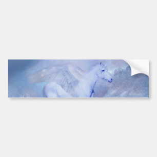 Autocollant De Voiture Unicorne bleue avec ailes imaginaire