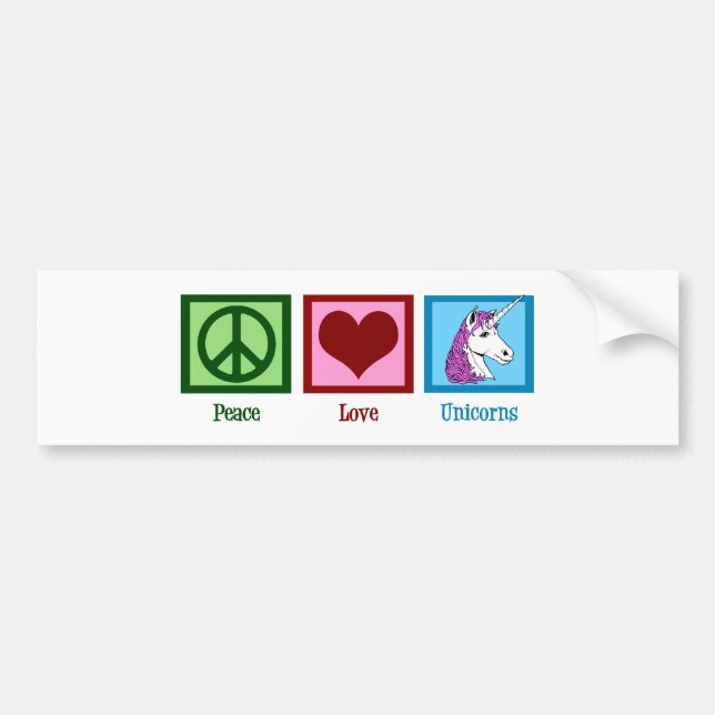 Autocollant De Voiture Unicornes Peace Love (Devant)