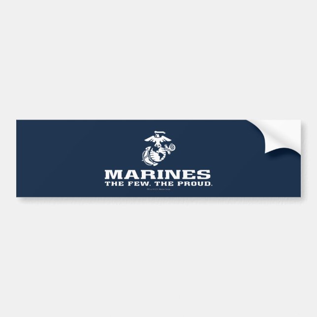 Autocollant De Voiture USMC Les rares Logo Fiers Empilés - Blanc (Devant)