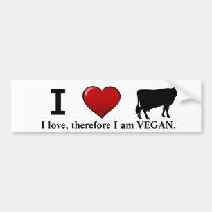 Autocollant De Voiture Vaches I <3 (conception de droits des animaux de