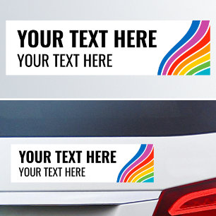 Autocollant De Voiture Vague arc-en-ciel couleur texte personnalisé