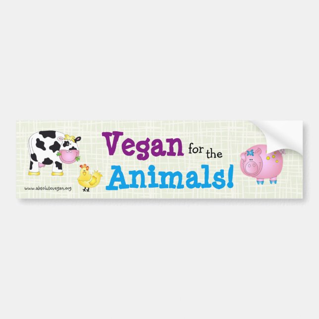 Autocollant De Voiture "Végétalien pour les animaux ! "avec les animaux (Devant)
