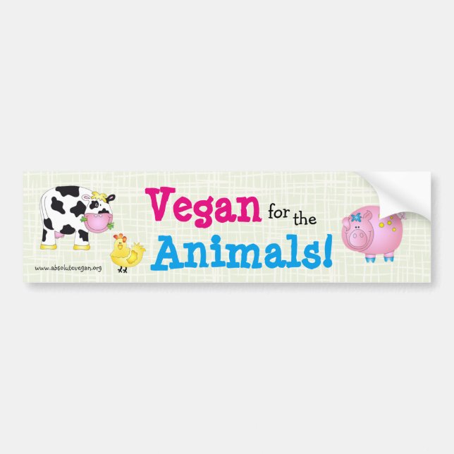 Autocollant De Voiture "Végétalien pour les animaux ! "avec les animaux (Devant)