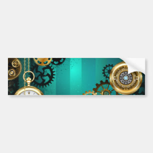 Autocollant De Voiture Veille bijoux Steampunk sur un Arrière - plan vert