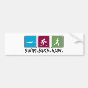 Autocollant De Voiture vélo de bain couru (triathlon)