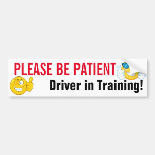 Autocollant De Voiture Veuillez être patient, conducteur en formant Emoj