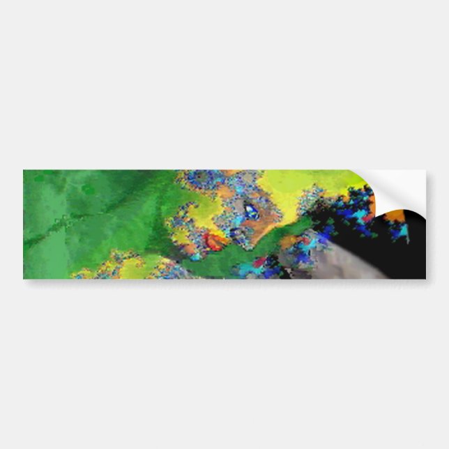 AUTOCOLLANT DE VOITURE VIBRATION DE MATTER, FRACTAL WOMAN IN GREEN YELLOW (Devant)