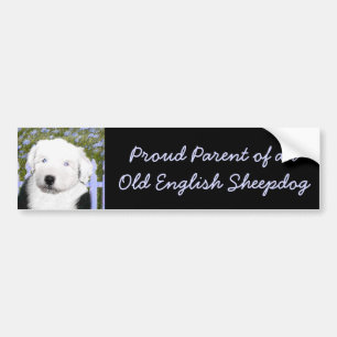 Autocollant De Voiture Vieux anglais Sheepdog Puppy Peinture - Chien Art