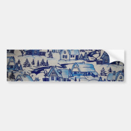 Autocollant De Voiture Vintage Blue Christmas Village