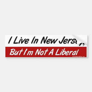 Autocollant De Voiture Vivez dans NJ, pas un libéral