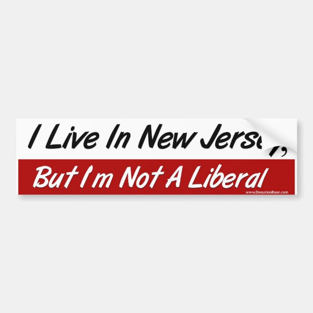 Autocollant De Voiture Vivez dans NJ, pas un libéral (Devant)