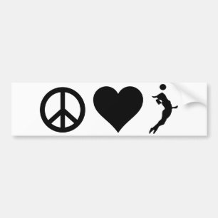 Autocollant De Voiture Volleyball d'amour de paix (femelle)