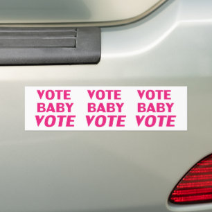 Autocollant De Voiture Vote Baby Vote rose et blanc chaud