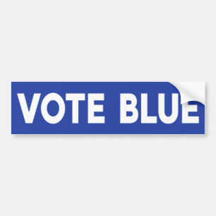 Autocollant De Voiture Vote Bleu gras blanc texte sur bleu politique