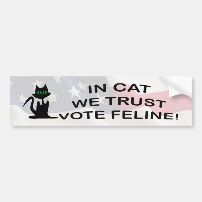 Autocollant De Voiture Vote Chat avec drapeau américain (Devant)