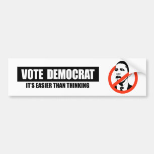 AUTOCOLLANT DE VOITURE VOTE DÉMOCRATE - SON PLUS FACILE QUE PENSANT