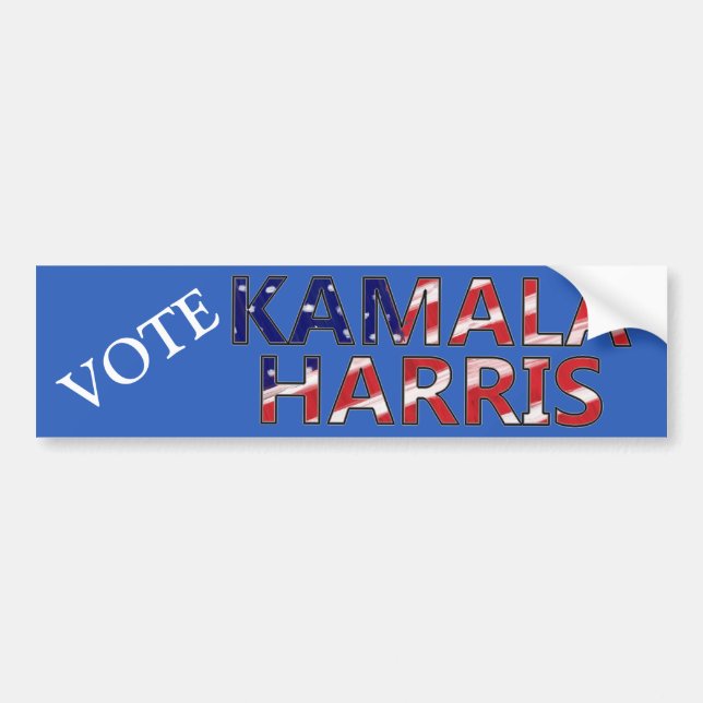 Autocollant De Voiture VOTE Kamala Harris Avec Stick Drapeau (Devant)