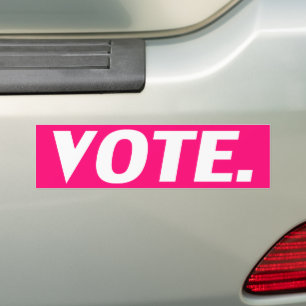 Autocollant De Voiture "vote" magenta rose fuchsia voiture blanche
