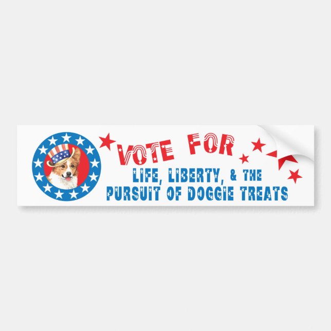 Autocollant De Voiture Vote pour Pembroke Welsh Corgi (Devant)