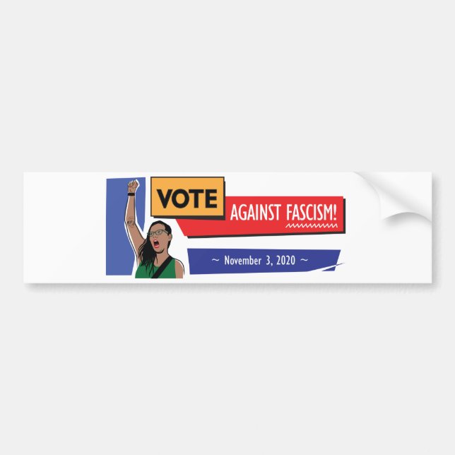 Autocollant De Voiture Votez contre l'autocollant pare-chocs du fascisme (Devant)