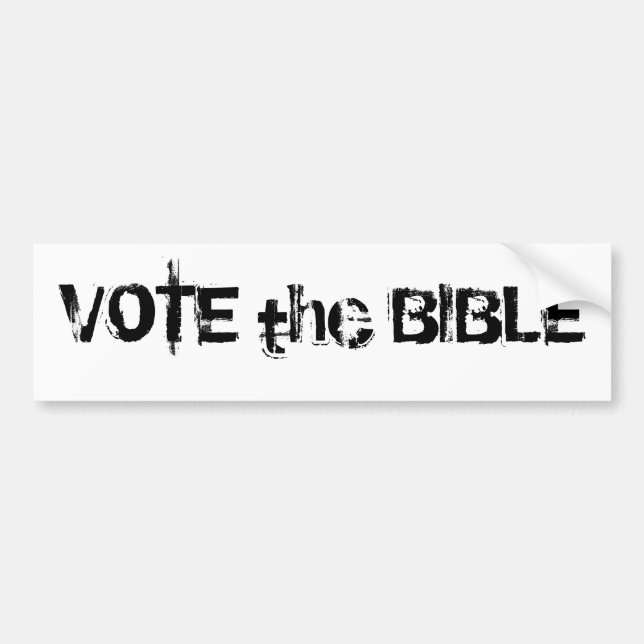 Autocollant De Voiture Votez la Bible Blanc Noir (Devant)
