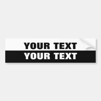 Autocollant De Voiture Votre texte noir et blanc extra audacieux de