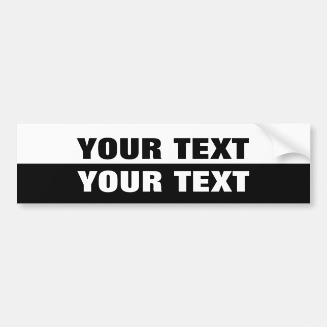 Autocollant De Voiture Votre texte noir et blanc extra audacieux de (Devant)