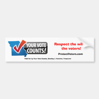Autocollant De Voiture Votre vote compte l'adhésif pour pare-chocs