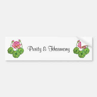 Autocollant De Voiture Watercolor Pink Lotus with Buds & Leaves