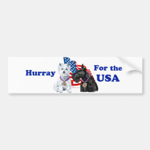 Autocollant De Voiture Westie & Scottie Hooray pour USA