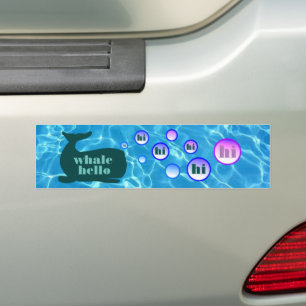 Autocollant De Voiture Whale Hello Bumper Sticker