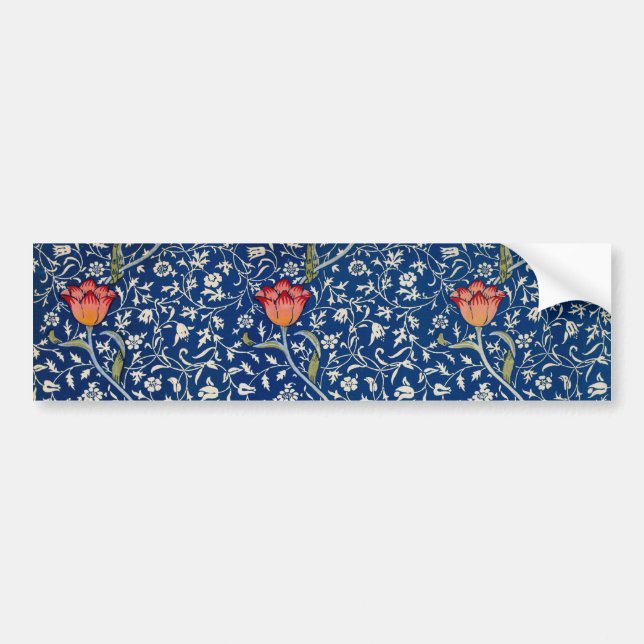 Autocollant De Voiture William Morris Medway Floral bleu (Devant)