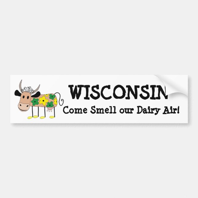Autocollant De Voiture Wisconsin, Sentez notre chemise de vache à Humour  (Devant)