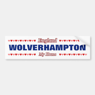 Autocollant De Voiture WOLVERHAMPTON - Ma maison - Angleterre;Coeurs