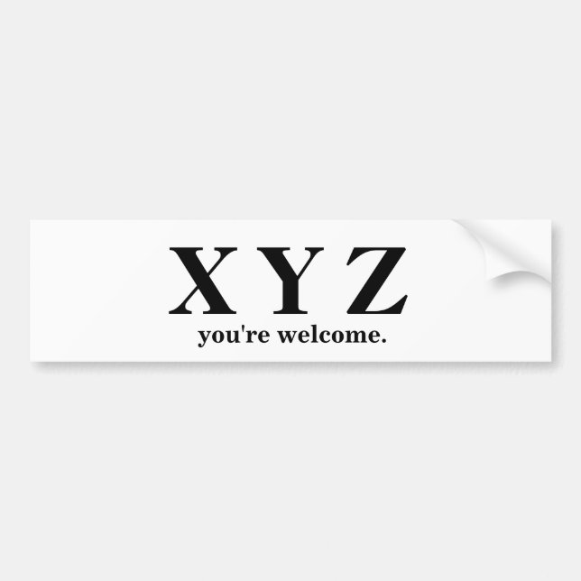 Autocollant De Voiture X, Y, aide de jeu de Z ABC ! (Devant)