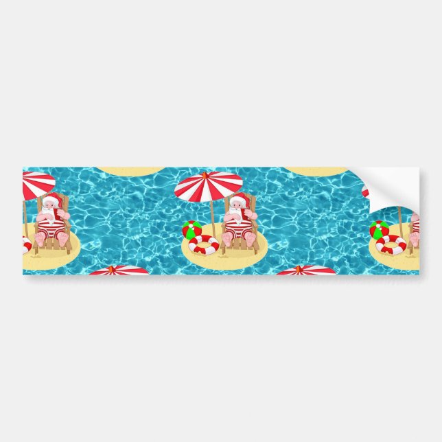 Autocollant De Voiture xmas beach santa claus (Devant)
