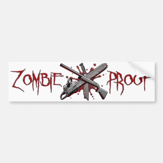 Autocollant De Voiture Zombi-Preuve (blanche) (Devant)