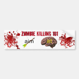 Autocollant De Voiture Zombi tuant 101 (flèche de but au cerveau)