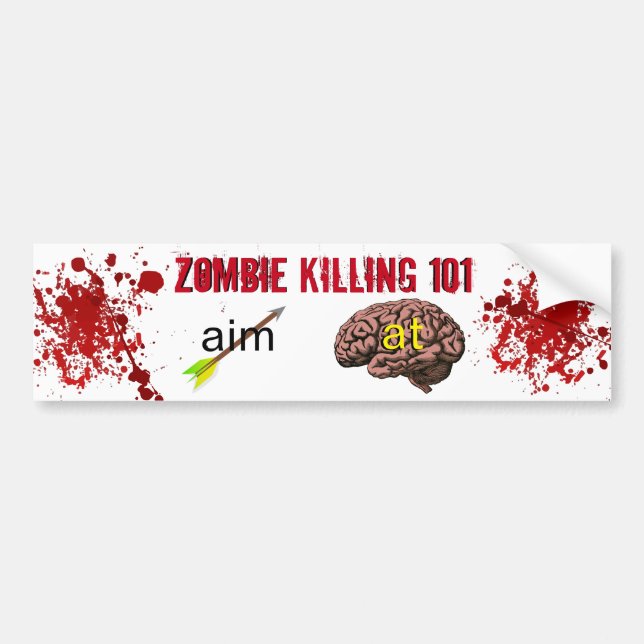 Autocollant De Voiture Zombi tuant 101 (flèche de but au cerveau) (Devant)