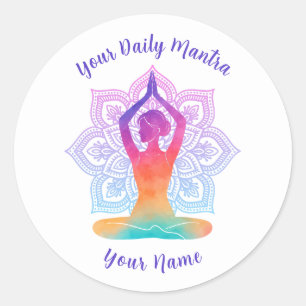 Autocollant de Yoga Personnalisé avec Nom et Mantr