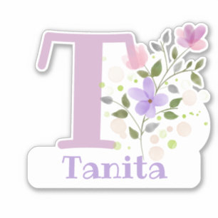 Autocollant découpé avec le nom Tanita avec la let