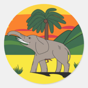 Autocollant d'éléphant et de palmier de la Gold