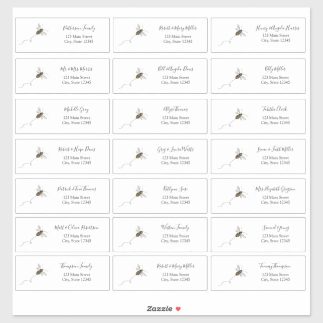 Autocollant d'enveloppe d'adresse d'abeille (Feuille)