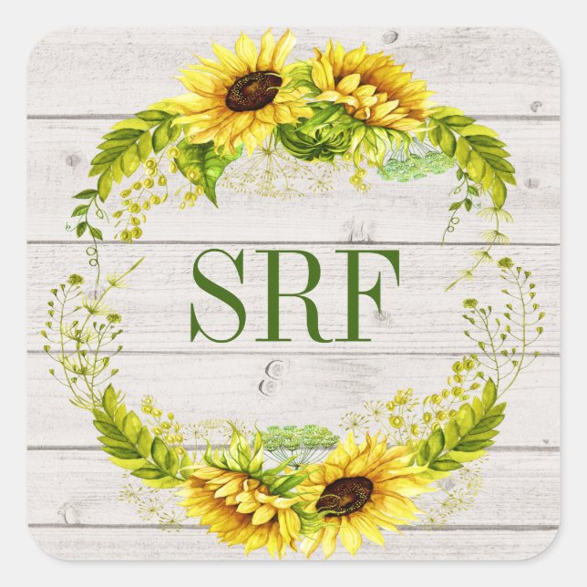 Autocollant des initiales de tournesol (Devant)