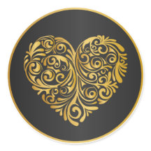 Autocollant design coeur doré