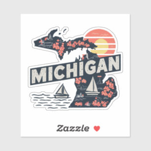Autocollant d'état Retro Michigan