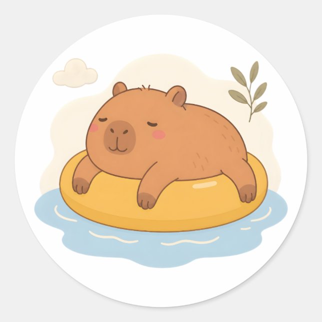 Autocollant d'été décontracté Capybara Piscine Flo (Devant)