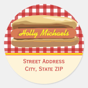 Autocollant d'étiquette de adresse de hot-dog