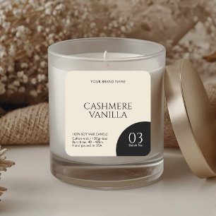 Autocollant d'étiquette de bougie beige noir moder
