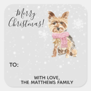 Autocollant d'étiquette de cadeau de Yorkie